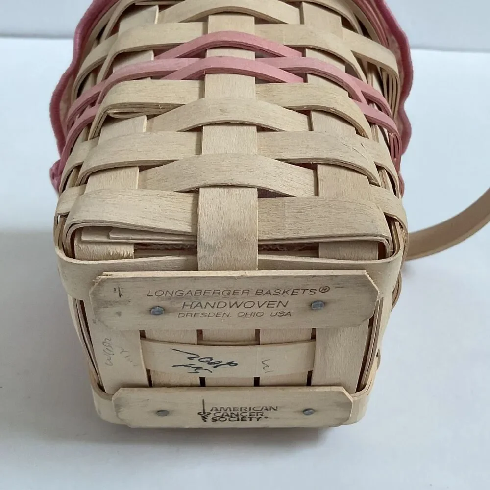 Longaberger 2002 Whitewashed Horizon of Hope Basket Liner Protector Tie On